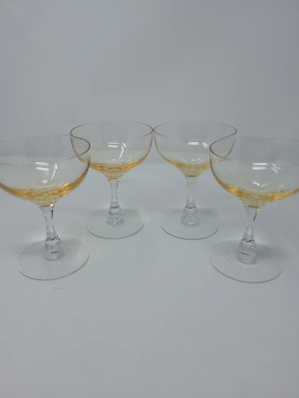 Fostoria Crystal Vogue‎ Gold Tint Champagne Glass Goblets Set of 4